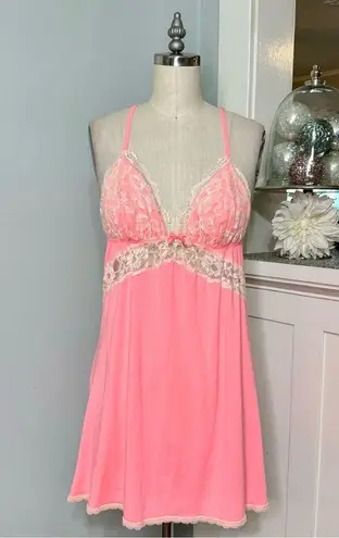 Victoria's Secret Victoria’s Secret Pink Coral Lace Trim Modal Nightgown Medium