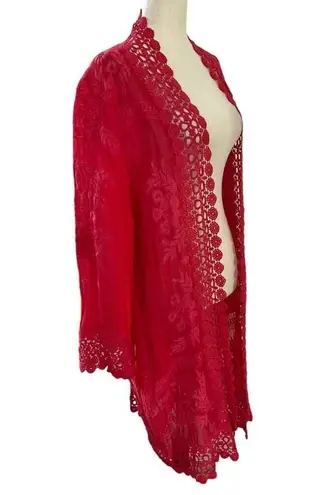 Soft Surroundings Soft Sorroundings Women Size XL Red Cover Ups Linen Crochet 21-924