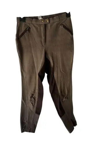 Tally Ho Brown Plaid Equestrian Riding Pants Size 32L Cotton Spandex