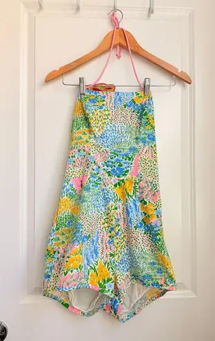 Vintage RARE 1950s JCPenny Flower Print Pinup Swimsuit Playsuit Summer Beach Med Green