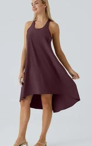 Halara 068HO.- Backless Racerback Side Pocket High Low Flowy Midi Quick Dry Dress