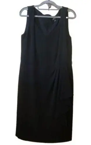 Chetta B Women's Black Sheath Dress | Sz 12 | Ruffle Sleeveless | Evening Career