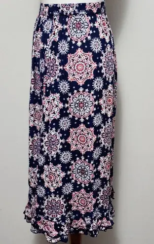 kim rogers Blue Indian Paisley gauze midi skirt size small