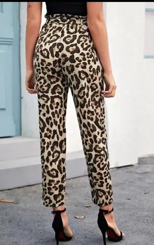 SheIn Leopard print high waisted dress pants