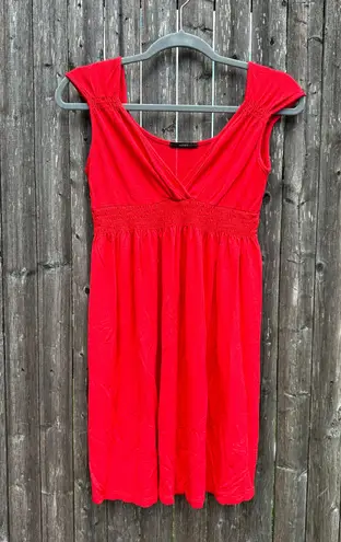 Soprano Surplice Sleeveless Casual Mini Summer Sun Dress in Red - Size Medium