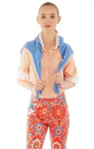 Gretchen Scott Pique All Day Pinstripe Button Down Blouse