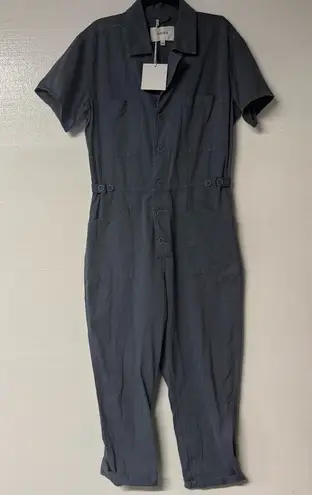 Pistola Jumpsuit Women M Blue Stone Relaxed Field Suit Short Sleeve Button Front