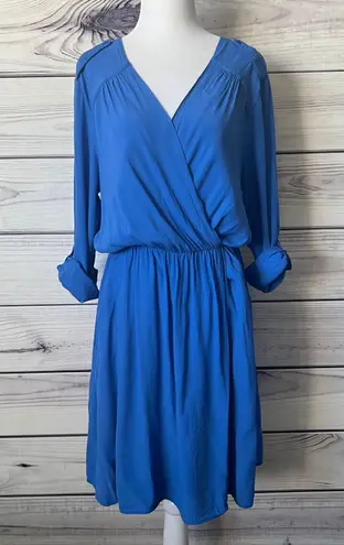 Maeve Anthropologie  Lene Blue Faux Wrap Dress