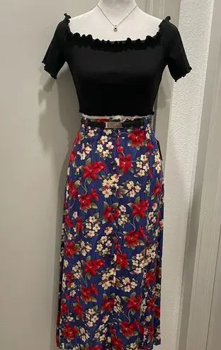 VTG NWT 90s Sag Harbor Cottagecore Purple Blue Floral Button