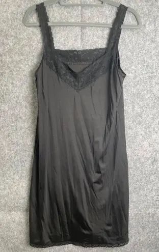 Vanity Fair Black Mini Slip Dress Lace Trim Lingerie Party Cocktail Clubwear 36