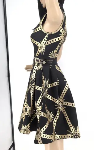 Barok Paris NJ Couture Black & Gold Scuba Material Sleeveless Dress NWT