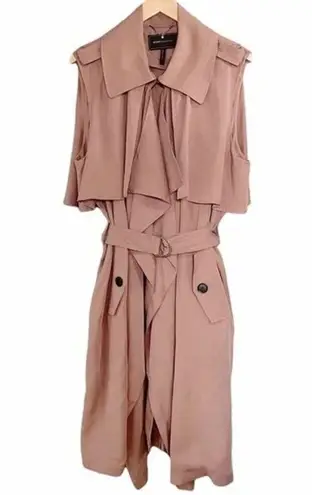 BCBGMAXAZRIA  Brielle Sleeveless Belted Trench Coat Mocha Beige Womens Size Large