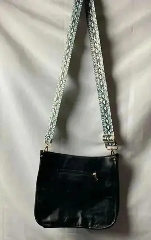 UNBRANDED BLACK CROSSBODY PURSE ADJUSTABLE BLACK WHITE GREEN SNAKESKIN …