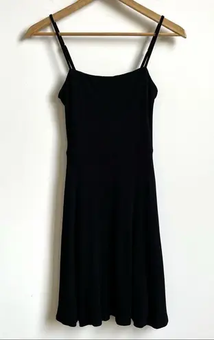 Soprano  Y2K Rib Knit Fit and Flare Cami Dress Black Small