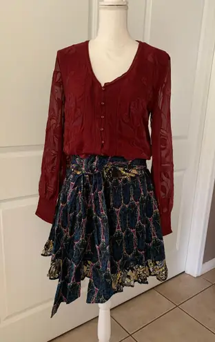 Anthropologie Let Me Be Belted A-Line Mini Skirt