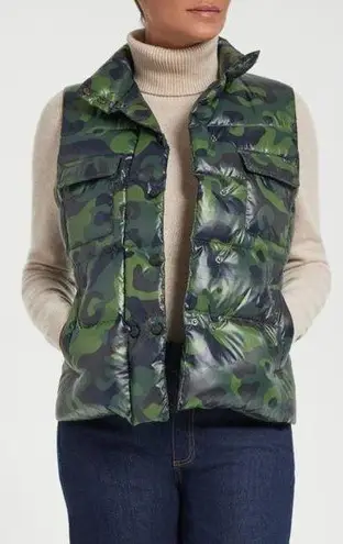 Anatomie Womens Printed Fallon Vest Puffer Knit Back Camo Print Wool Blend S Black