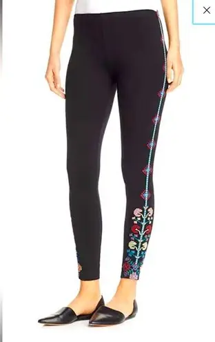 Johnny Was 
Clover Embroidered Leggings boho black floral spring winter classic