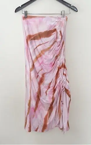 AMYLYNN Pink/Brown Tie Dye Adjustable Side Cinched Skirt Midi Length Size Medium Pink