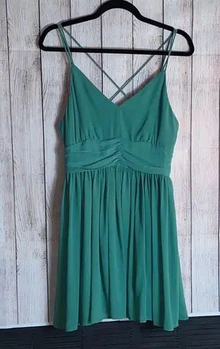 BB Dakota Dress Womens Size 4 Edie chiffon Mini fit and flare Green Pleated