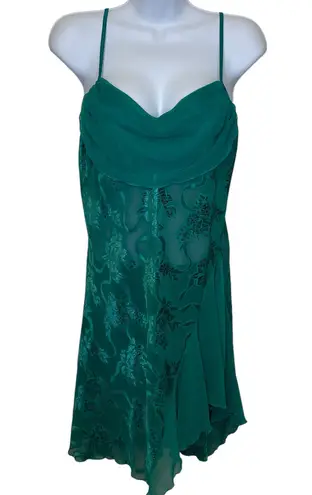Shirley Of Hollywood Vintage Gown Nightie Lace Sheer Emerald Green Large