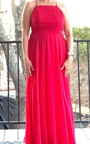 Lulus Red Halter Maxi Dress – Size M | Formal Evening Gown Size M