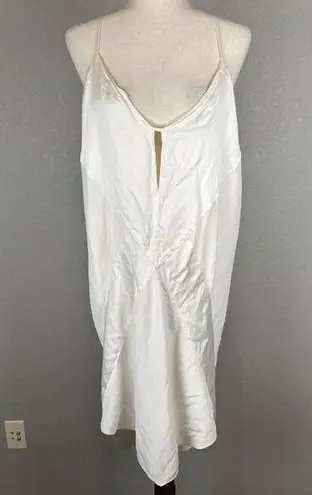 Michelle Mason Bias Cut Midi Slip Dress Size 8 White Silk Spaghetti Strap