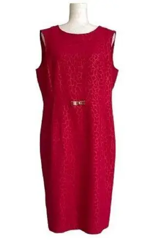 Evan Picone Dress Red Monochromatic Print Sleeveless Lined Holiday Dress Size 14