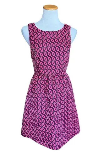 Kaari Blue Womens Hot Pink & Black Triangle Print Fit & Flare Sleeveless Dress 4