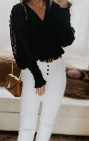 White Birch Boutique black Swiss dot bodysuit