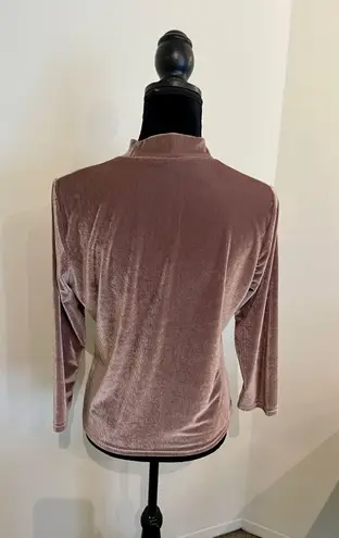 SheIn Pink Velvet Mock Neck 3/4 Sleeve Top Size XL