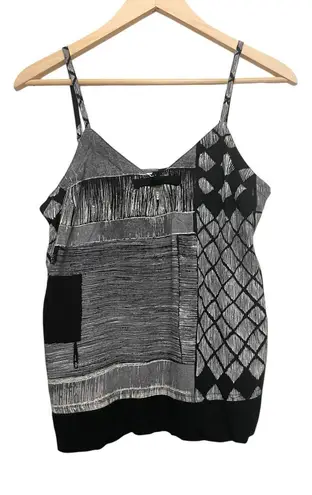 Jams World Vintage Nori Tank Top Women Size Large Black White Arty Tribal Boho