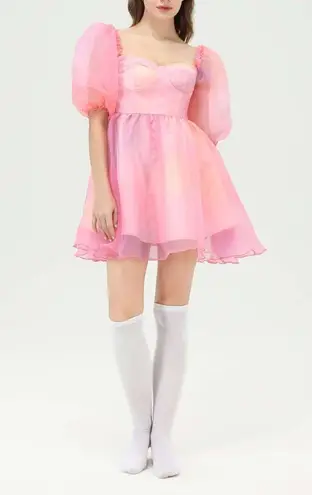 Cider NWT Heart on Fire Tule Pink purple Orange ombre Mini Dress size Medium