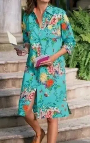 Soft Surroundings NEW Floral & Butterfly Shirt Dress