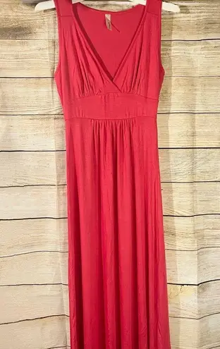 Loveappella v-neck jersey stretch orange maxi sleeveless dress Size XS pullover