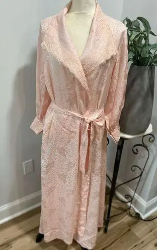 Victoria's Secret Vintage Victoria Secret Pastel Pink Satin with Lace on Collar Robe Dressing Gown