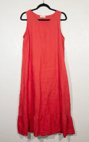 Terzo Millennio Red Linen Italian Midi Dress Size Medium