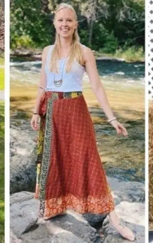 Boutique Reversible Maxi Wrap Skirt BINS402