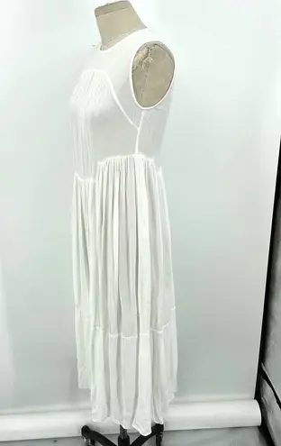 Vince  Shirred Sleeveless Tiered Midi Long Dress in Off White Size XS