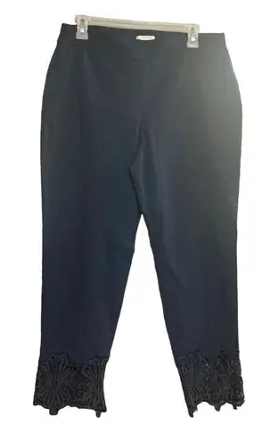 Cest.1946 Women’s Classic Stretch Lace Contemporary Capri Pants Black Size 10 Blue