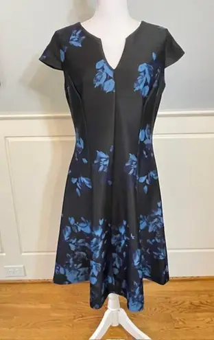 Julia Jordan Blue Floral Fit & Flare Professional Career Dress 12