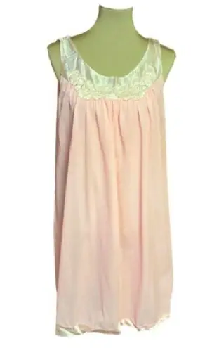 Vintage 60s pink embroidered night gown Size L