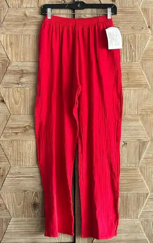 NWT Manta Del Lago Womens Casual Pants Sz Small Red Straight Leg Boho