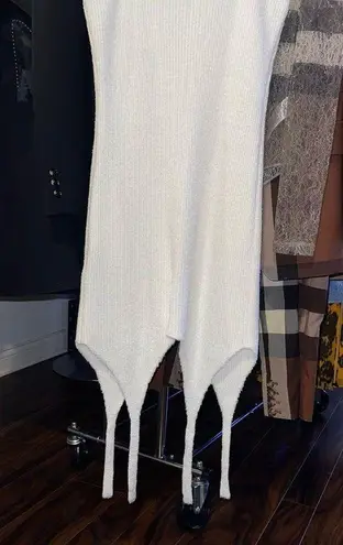 Balmain Strapped Velvet Mini Dress in Casse Blanc