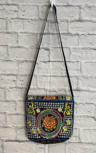 Embroidered Boho Artsy Festival Shoulder Bag & Wallet Set