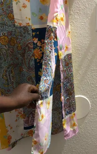 Cato  hippie indie bohemian hipster boho-chic Colorful patchwork kimono jacket maxi long side slits Size 14/16W Excellent condition 