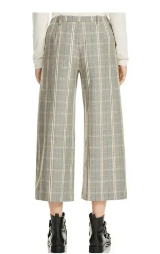 Maje Perse Plaid Wide-Leg Cropped Pants Elastic Waist - Size 34 U.S. Small