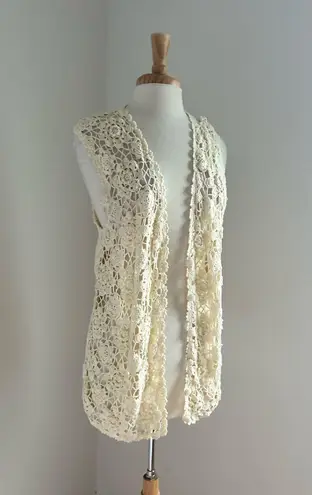 Vintage cream crochet floral vest White Size L