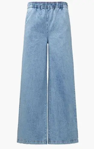 We Wore What NWT Zia Straight Leg Jeans Pull on Elastic Waistband Light Wash Denim