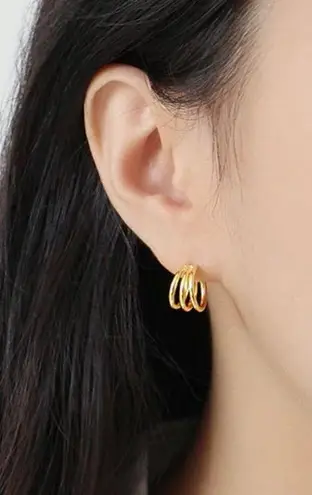 Gold Triple Hoop Earrings