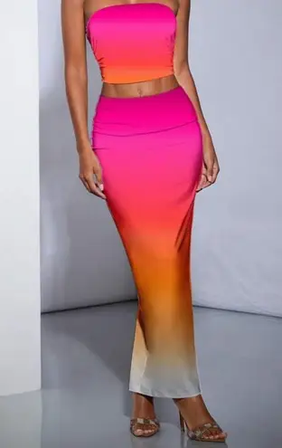 Gradient Pink and Orange Maxi Skirt set Size XS